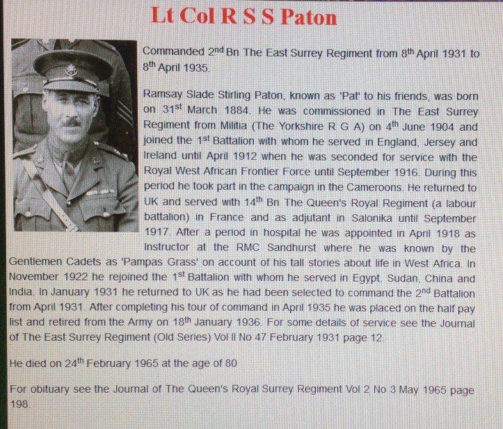 Lt Col RSS Paton