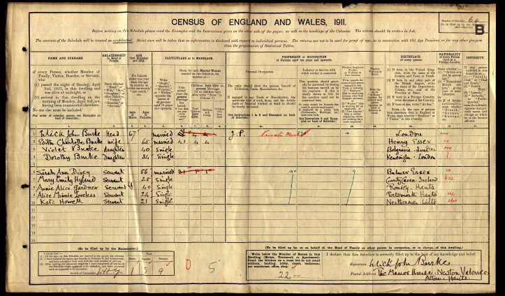 Ulick John Burke 1911 Census