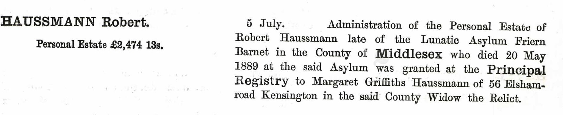 72. Robert Haussmann WILL 1889